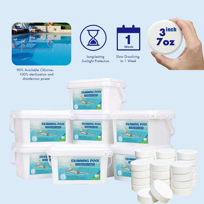 Chlorine Tablets - 3" size, 40 lbs Container, Stabilized for Hot Tubs, Pools or Spas