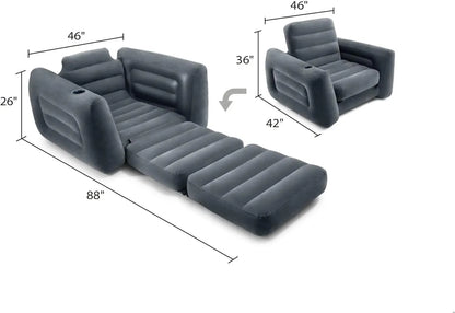 Inflatable Pull-Out Chair w/ Built-In Cupholder: Velvety Surface