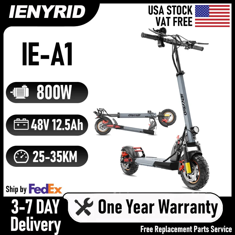 Electric Scooter, 800W/48V/12.5 AH, E-Scooter Max Speed 45KM Per Hour, Max Range 20-30KM, Foldable Adult E-Scooter