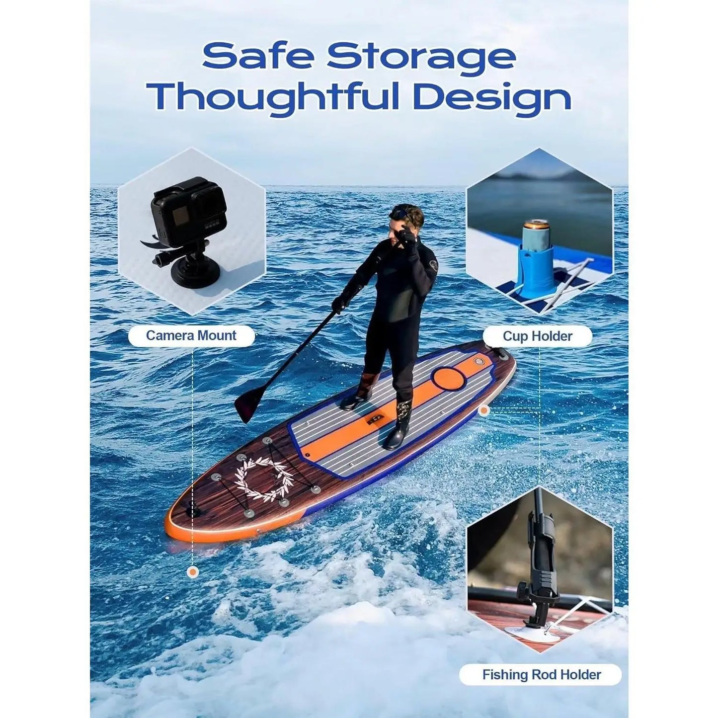 Extra Wide Inflatable Paddle Board, 11' x 34" x 6" Stand Up Paddle Board w/ Accessories and Camera Mount