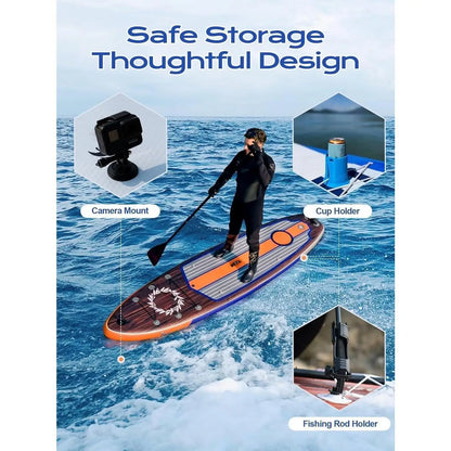Extra Wide Inflatable Paddle Board, 11' x 34" x 6" Stand Up Paddle Board w/ Accessories and Camera Mount
