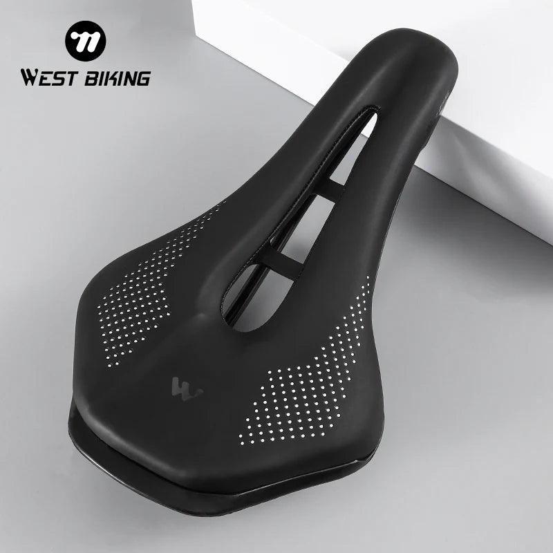 Road Bike Gel Comfortable Seat, Leather Soft Foam Filled Cushion, Ultralight MTB Cycling Saddle
