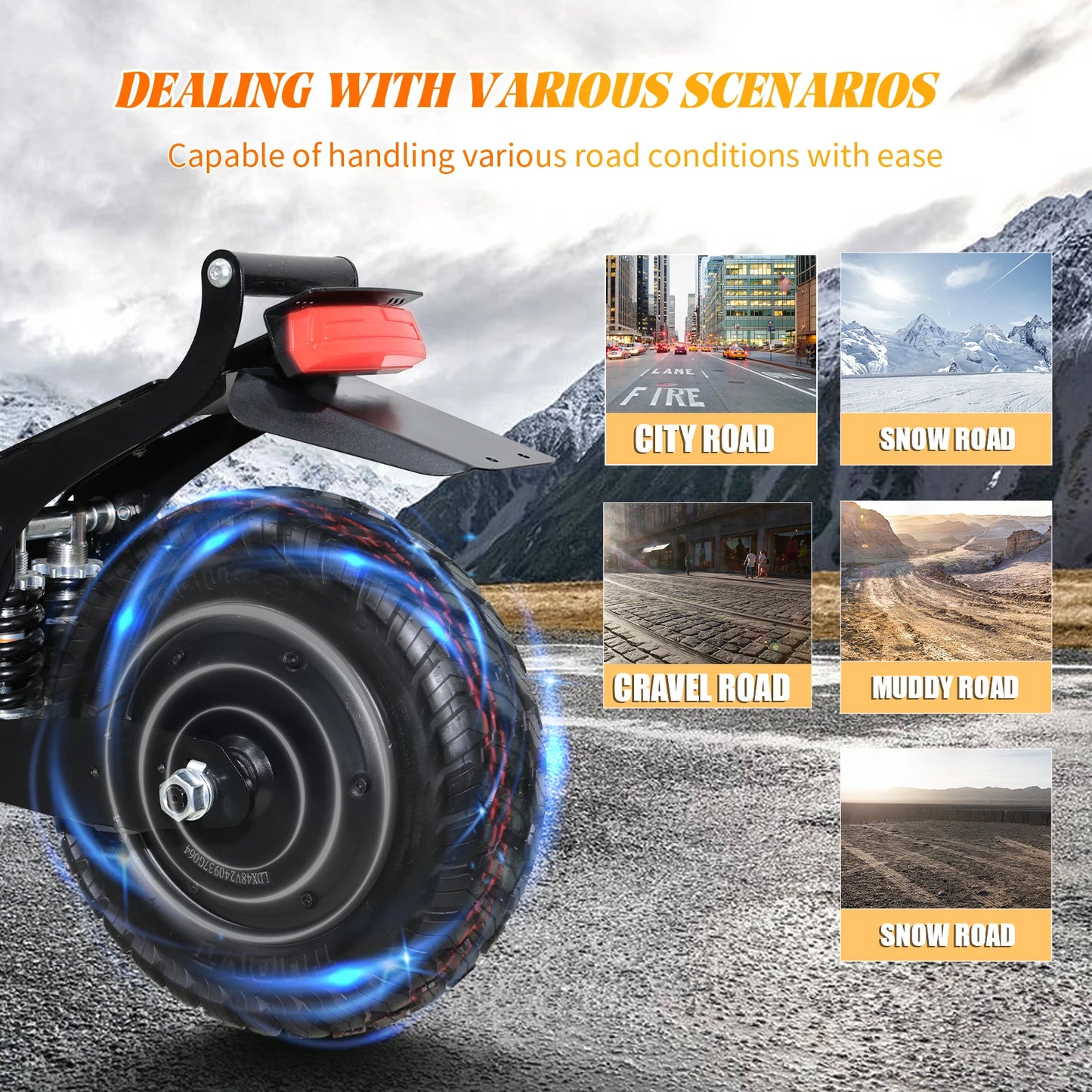 Electric Scooter, 2500W Motor, Top Speed 30MPH, 48V13/16AH, 11 Inch Off-Road Tires, Adult EScooter
