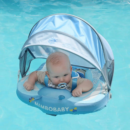 MamboBaby Swim Float with Canopy, Pool Infant Swimming Lying Waist 3-24 Months