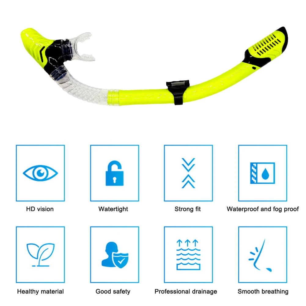 Silicone Snorkel, Swimming Diving Snorkel w/ Hanging Buckle Comfortable Breathing Tube