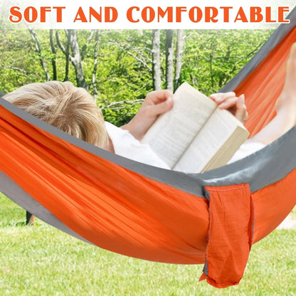 Ultra Light Nylon Parachute Hammock, 330LB Capacity Swing Bed w/ Straps Carabiners, Portable