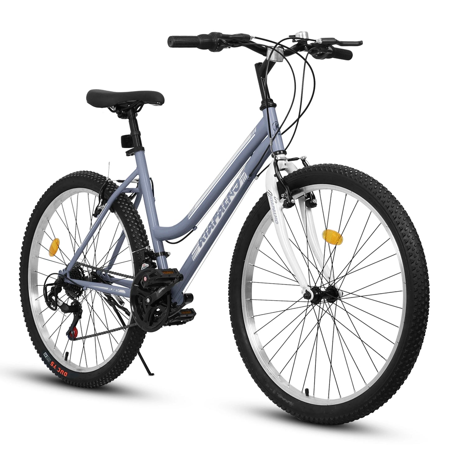 Women's 24 or 26 Inch Mountain Bike, 21 Speed Cycling Bike, V-Brake, High Carbon Steel Frame
