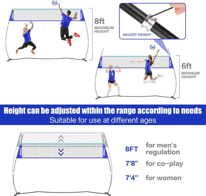Volleyball Net, 14FT Adjustable Height with Portable Carry Bag
