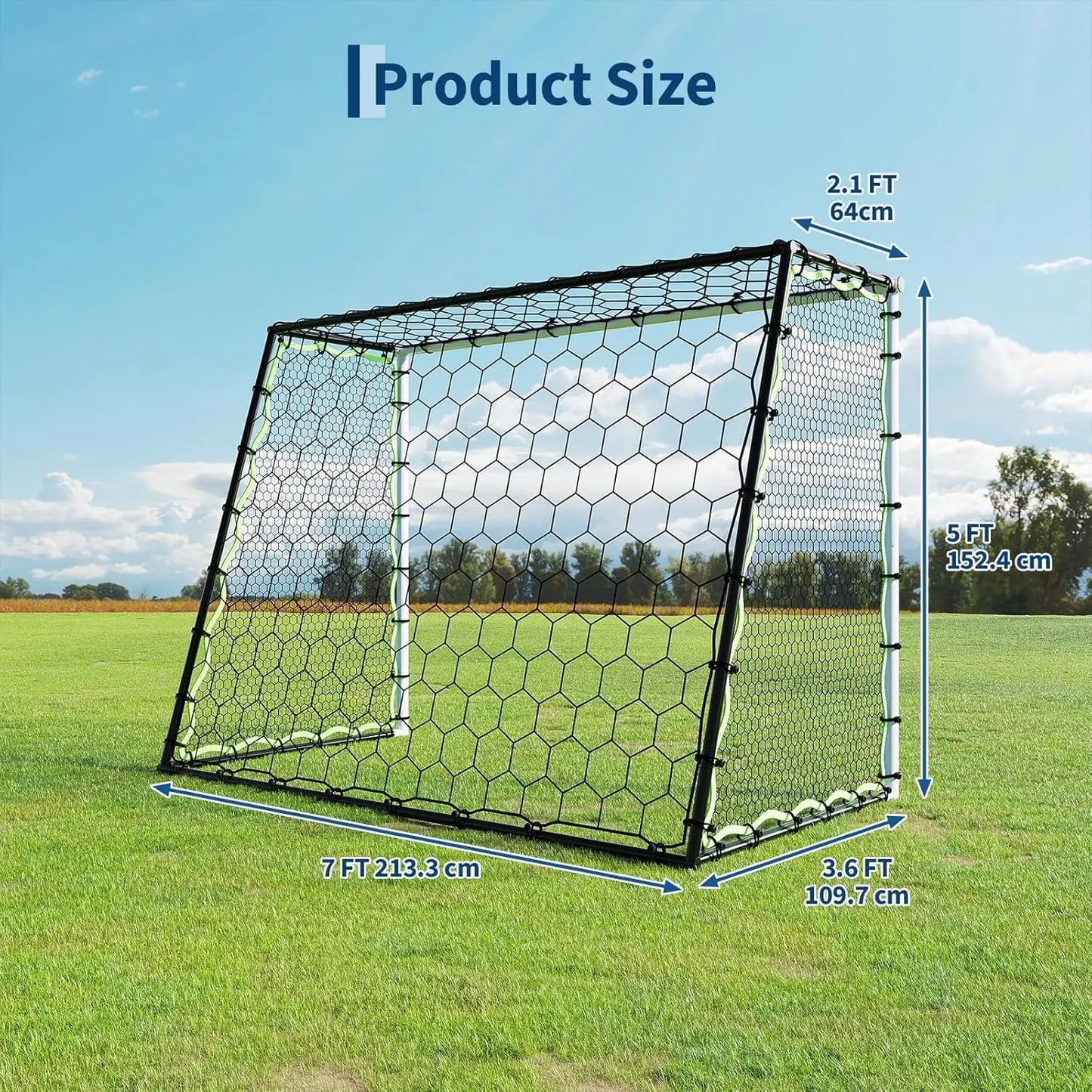 Soccer Goal, 7x5Ft Net, Rebounder, Steel Frame
