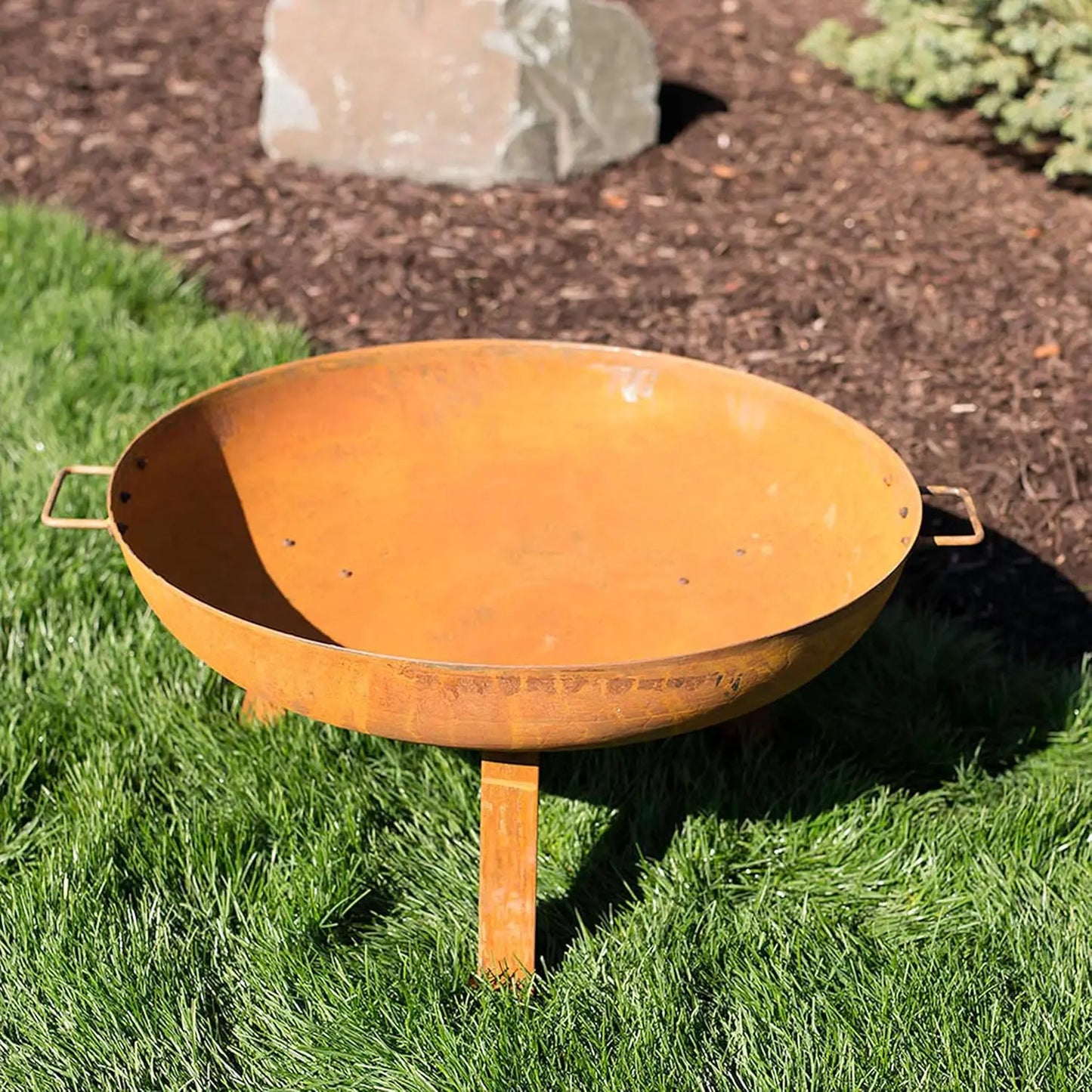 Cast Iron Heavy-Duty 30-Inch Fire Pit for - Wood-Burning Outdoor Bowl w/ Handles