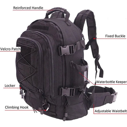 Military Tactical Backpack, 60L Army Molle Rucksack, Travel, Hiking, Camping or Hunting