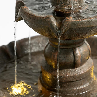 Outdoor Water Fountain - 3-Tier Stone-Like Bird Bath, 42.2 Inches Tall