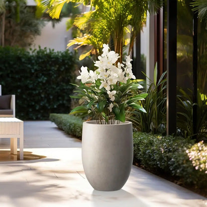 Kante 21.7" H Weathered Concrete Tall Planter, Outdoor Indoor, Decorative Pot w/ Drainage Hole and Rubber Plug