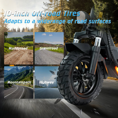 Electric Scooter, 2000W Motor, 48V 20.8Ah Battery, 40 Miles Range, Dual Disc Brakes, 10" Tires, Foldable
