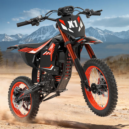 Spark Electric Dirt Bike, 4500W Peak, Up to 60 Miles, 50MPH, 60V, 28.8Ah, Battery E-Bike, 14/12" Fat Tire, eMotorcycle