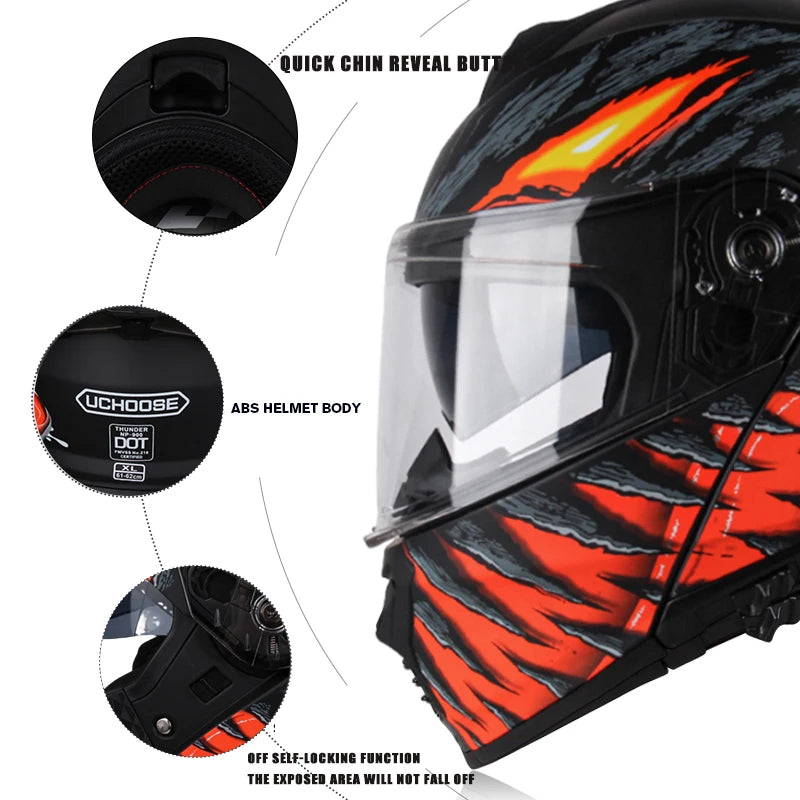 High Quality Motorcycle Helmet, DOT Approved, Unisex, Four Seasons, Motocross, Modular Flip Up Visor, Off Road