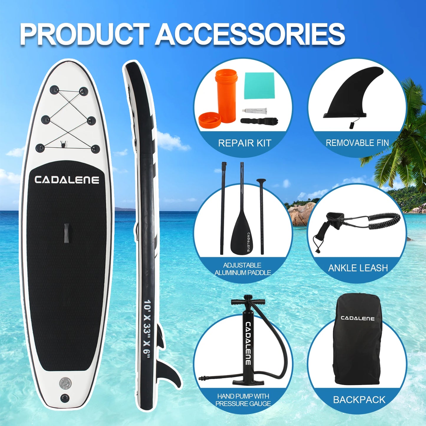 Inflatable Stand Up Paddle Board with SUP Accessories, Anti-Slip EVA Deck 10' Inflatable Boards