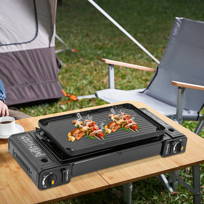 Double Head Barbecue Gas stove w/ Baking Tray, Indoor-Outdoor Application