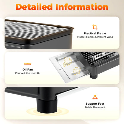 Portable Camping Grill, Butane Gas Stove for Camping, Travel 41.5x28x11cm