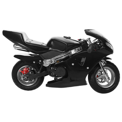 2-Stroke 49cc Pocket Gas Motorbike, High Brightness Dual Headlights, Rubber Handlebar, Mini Motorcycle