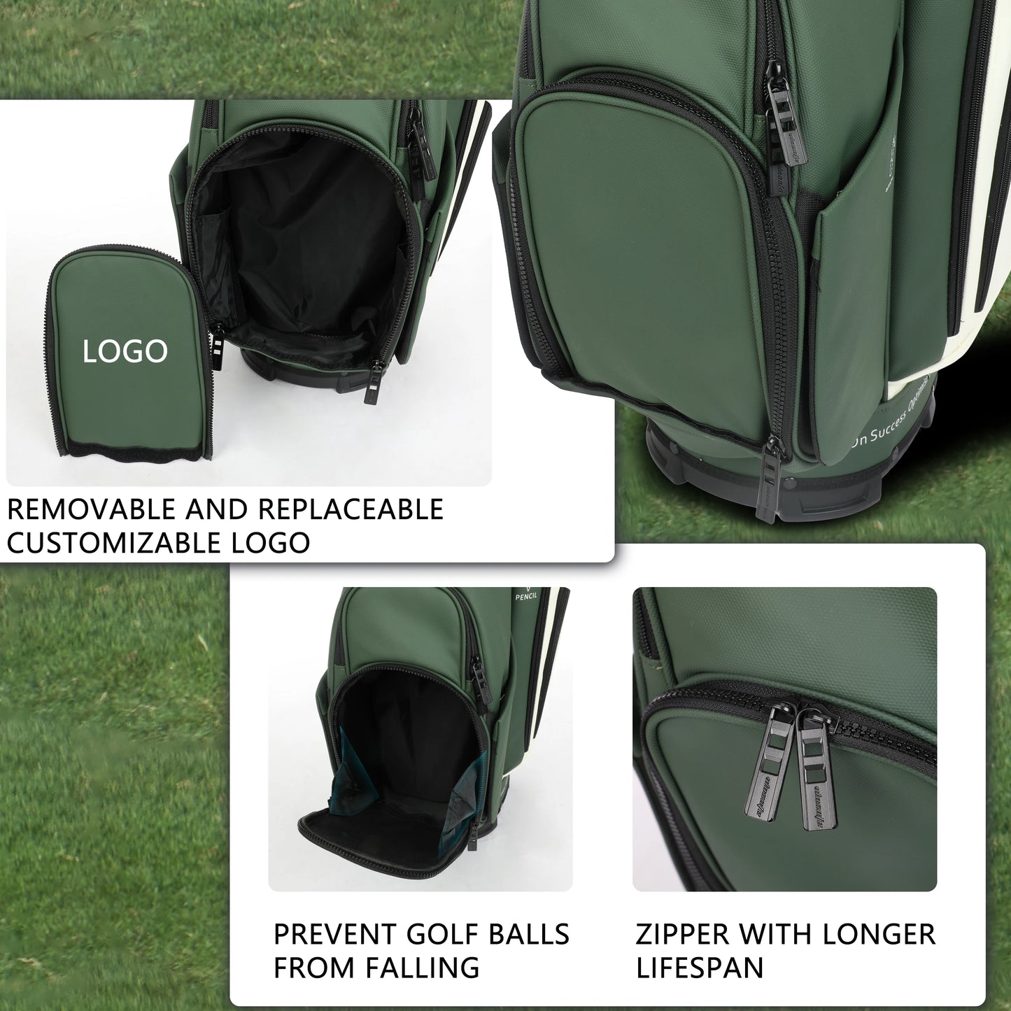 Leather Lightweight Golf Bag, 10 Pockets, 14-Way Dividers, Cooler Pouch for Men or Women