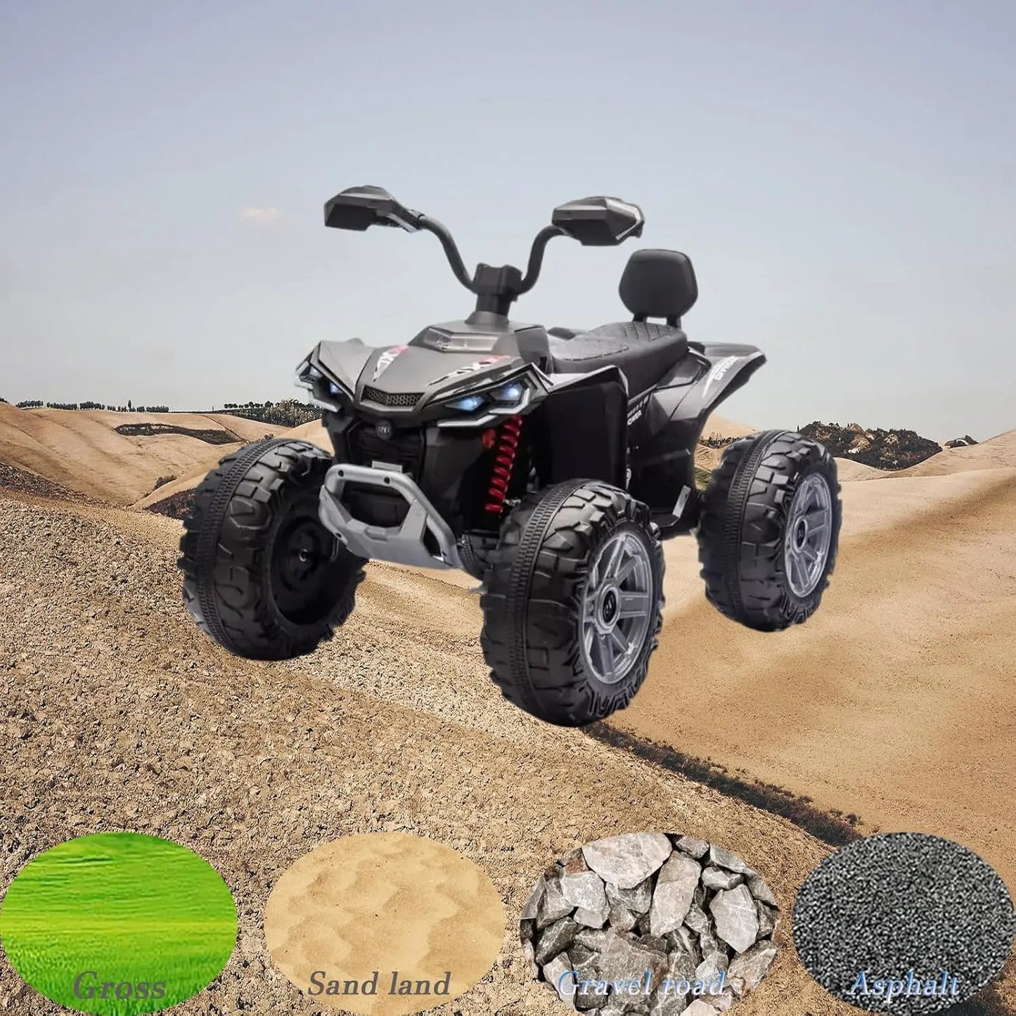 24V Kids Electric ATV 4-Wheeler (2-Seater) Ride on Toy, Dual 550w Motor
