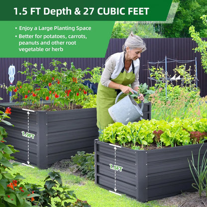 Galvanized Steel Raised Garden Bed 6x3x1.5 FT, Rustproof, Heavy Duty Planter Box, Vegetables, Flowers, Herbs