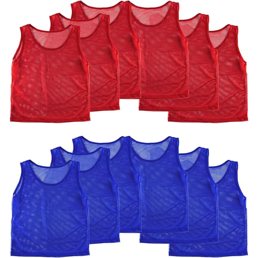 Pinnies Scrimmage Team, 12 Practice Jersey Vests for Child, Youth, Teens