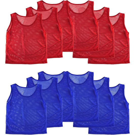 Pinnies Scrimmage Team, 12 Practice Jersey Vests for Child, Youth, Teens