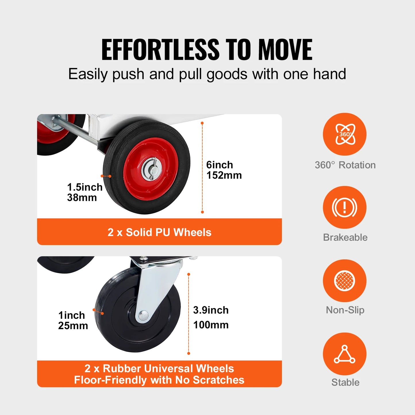 Heavy-Duty Hand Truck, 400 LB Capacity, Foldable Luggage or Utility Cart