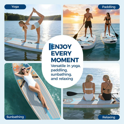 Inflatable Stand Up 10.6 Ft Paddle Board 450LBS Capacity, Wide w/ Camera Mount Non-Slip Deck, Backpack