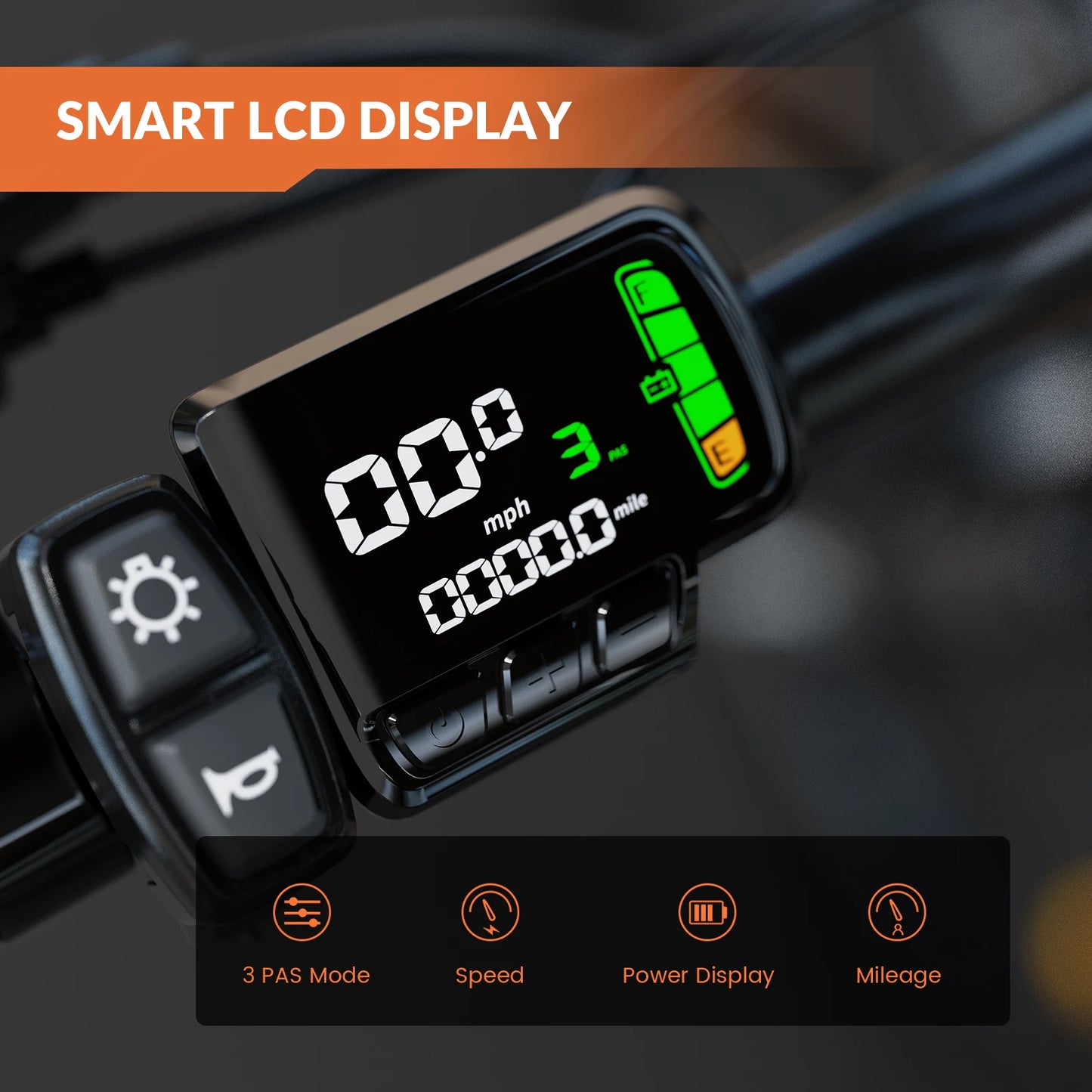 Electric Bike, 700W Peak Motor, 23 Mph Max Speed, Color LCD Display, Front Suspension