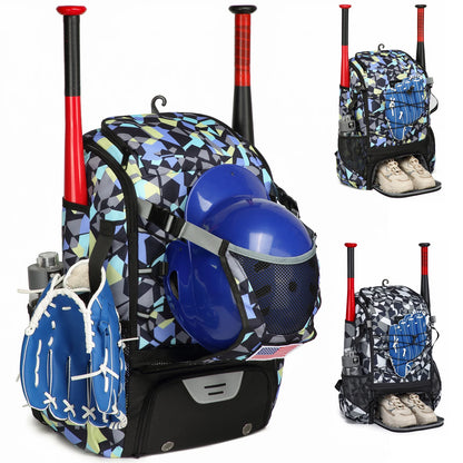 Baseball or Softball Equipment Bag, Backpack with Shoe Compartment, Bat Holders
