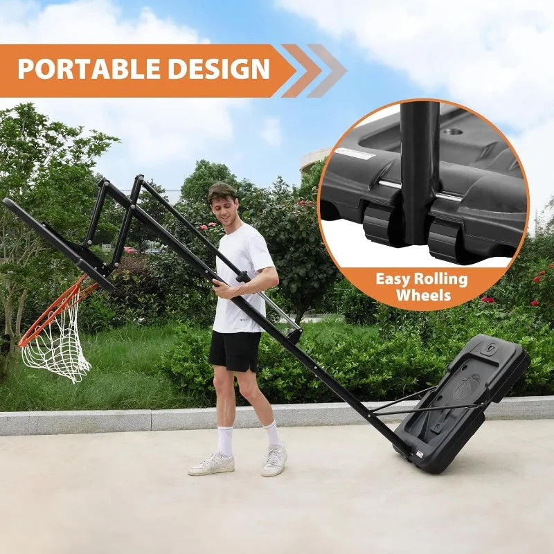Basketball Hoop Outdoor, 44/48 Inch Impact Backboard, Adjustable Height
