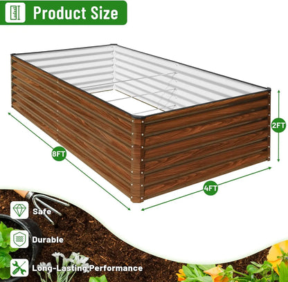 Galvanized Raised Garden Bed, Large 8x4x2FT for Outdoor Planting Vegetables or Flowers