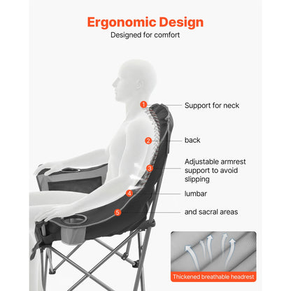 Oversized Camping Chair, 450lbs Heavy Duty Support, Portable Padded Folding Camp Chairs w/Carry Bag