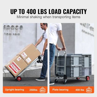 Heavy-Duty Hand Truck, 400 LB Capacity, Foldable Luggage or Utility Cart