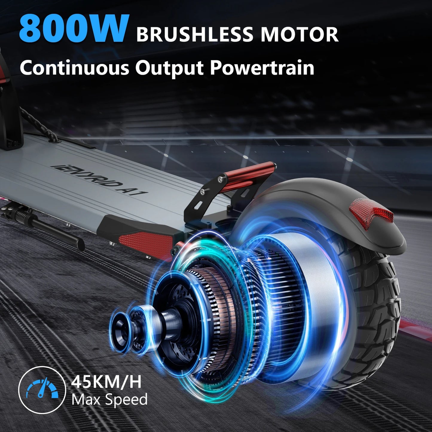 Electric Scooter, 800W/48V/12.5 AH, E-Scooter Max Speed 45KM Per Hour, Max Range 20-30KM, Foldable Adult E-Scooter