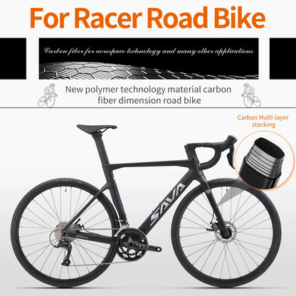 Racing Road Bicycle, Carbon Fiber Frame, Integrated Handlebar, 18-Speed Adult Competition Bicycle