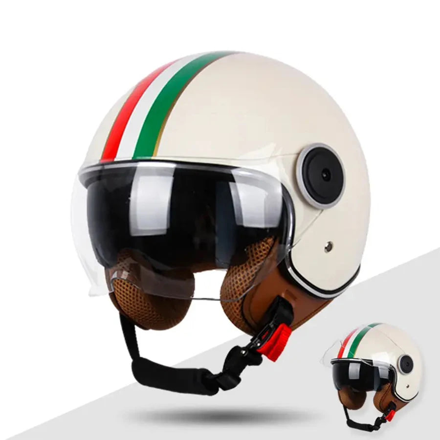 Motorcycle half Helmets, DOT Approved, Unisex, Dual Lens Scooter Helmet