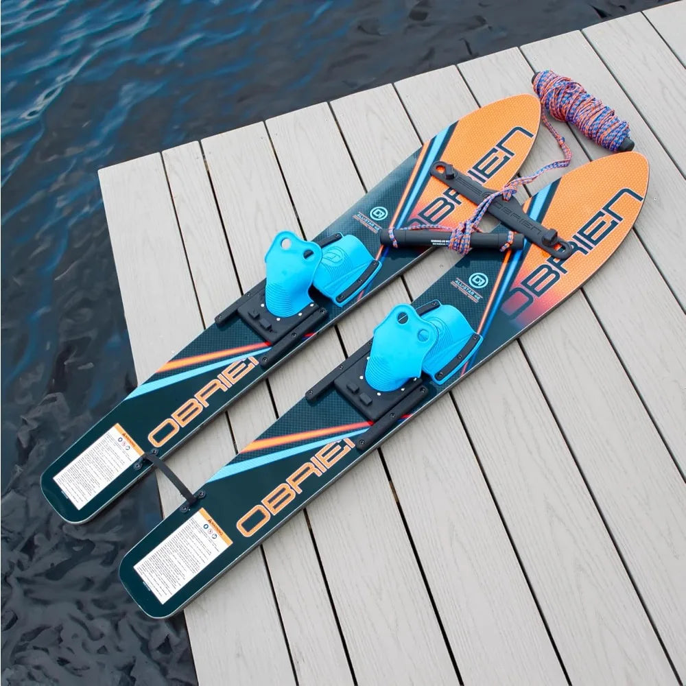 All-Star Water Skis w/ Trainer Bar & Rope— Combo Water Skis for Kids & Beginners