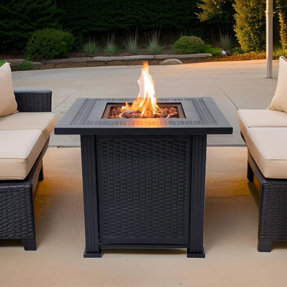 Propane Fire Pit 50,000 BYU, 28" Table for Outside w/ Lava Rocks & Removable Lid