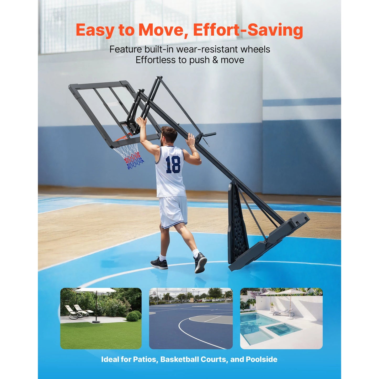 Basketball Stand, Height Adjustment, Hoop with 44 -54 inch Backboard