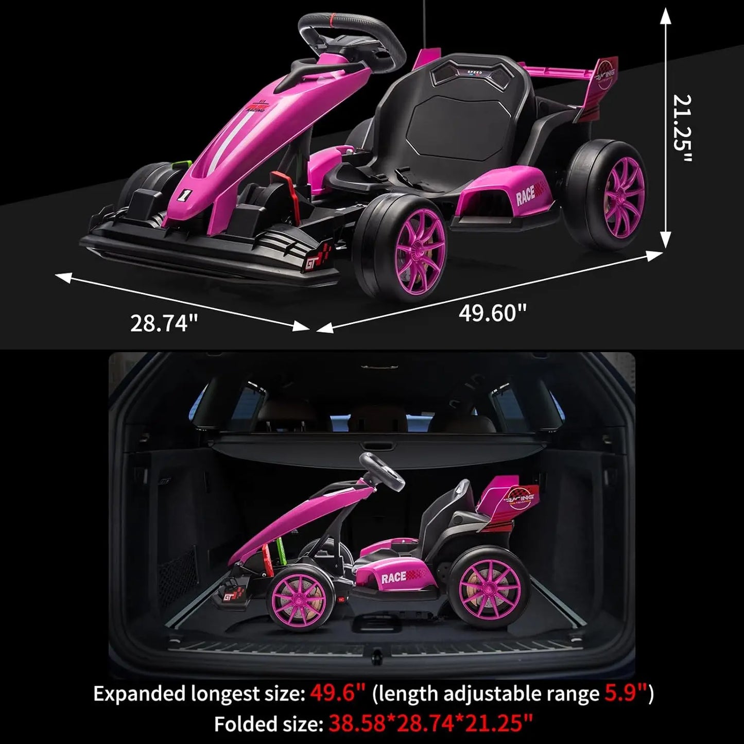 Ride on Car, Drift Kart Toy for Kids, Adjustable Seat, 8.5MPH, 24V Electric Parent-Safety Certified