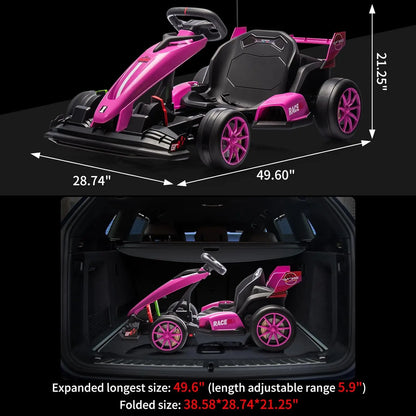 Ride on Car, Drift Kart Toy for Kids, Adjustable Seat, 8.5MPH, 24V Electric Parent-Safety Certified