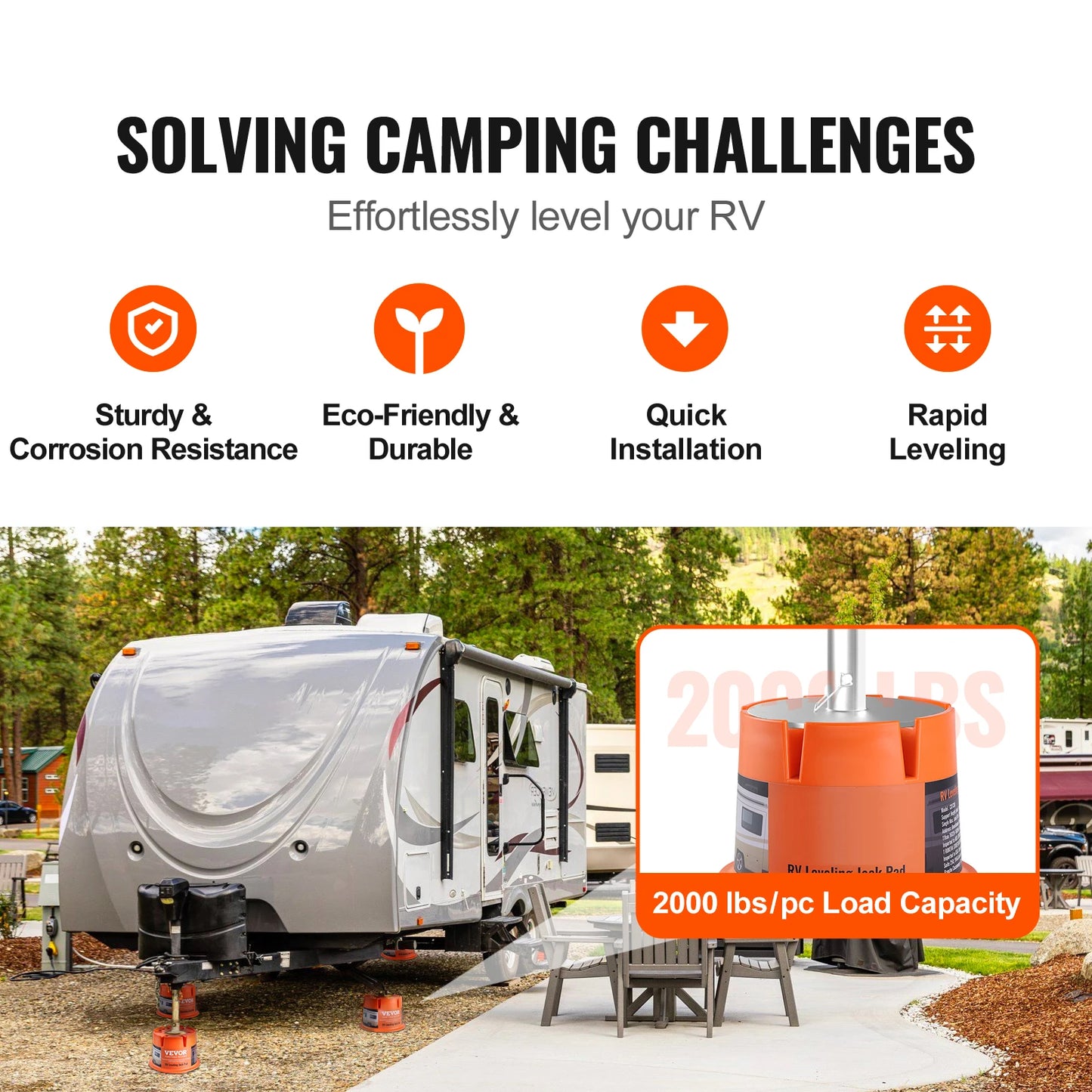 Trailer Jack Block, 2000 lbs Capacity Each, RV Leveling, High-quality RV Camper Stabilizer, 2-Pack