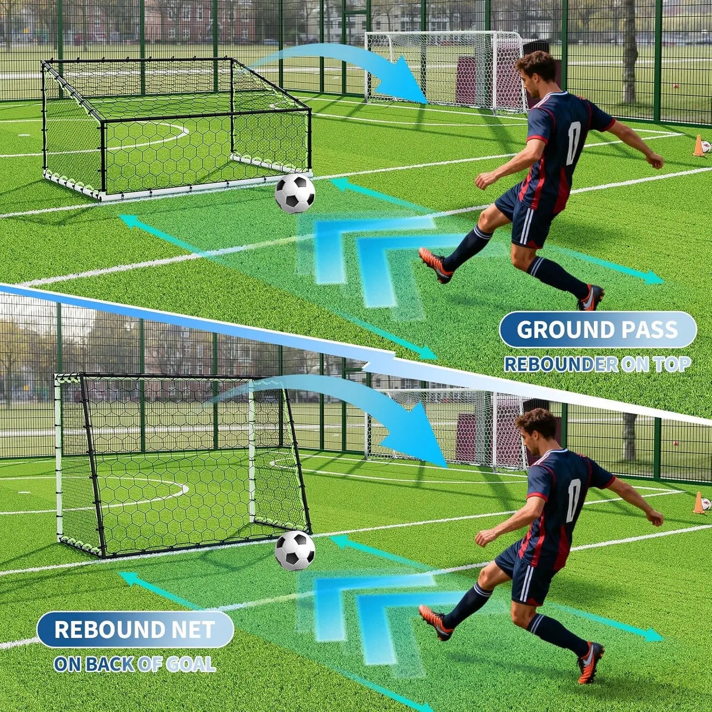 Soccer Goal, 7x5Ft Net, Rebounder, Steel Frame
