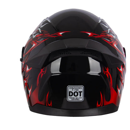 Motorcycle Helmet, DOT Certified Full Face, Unisex Helmet w/ Built In Sun Visor and Clear Outer Visor