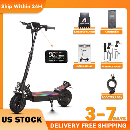 Electric Scooter, 2500W Motor, Top Speed 30MPH, 48V13/16AH, 11 Inch Off-Road Tires, Adult EScooter