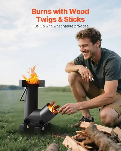 Portable Wood Burning Camping, Rocket Stove, w/ Carry Bag